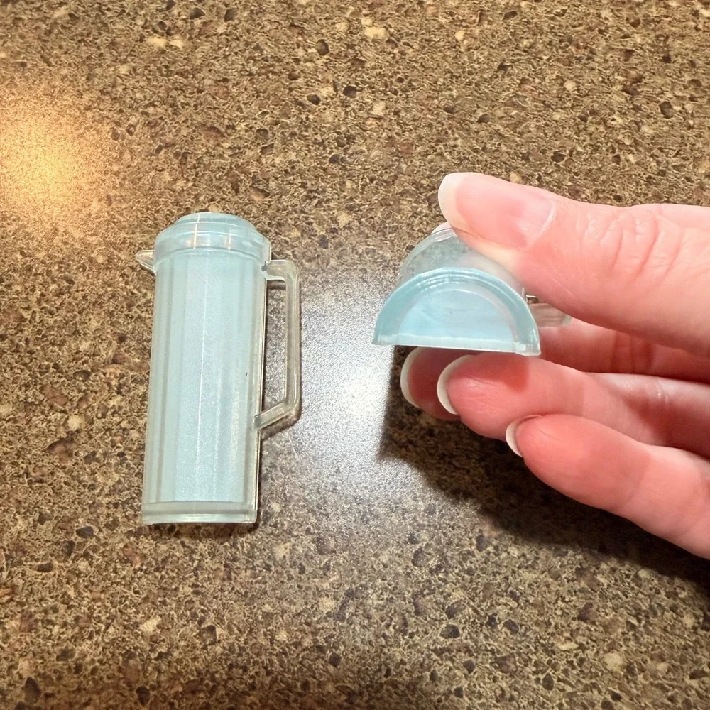 Vintage Tupperware Miniature Pitcher Refrigerator Magnets Set of 2 Light Blue